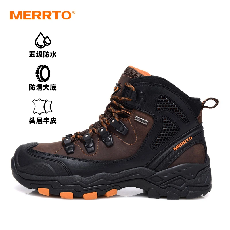 MERRTO Hiking shoes Men waterproof hunting Boots Male trekking boot mountian Leather Sneakers Tactical Desert Combat Ankle Boots