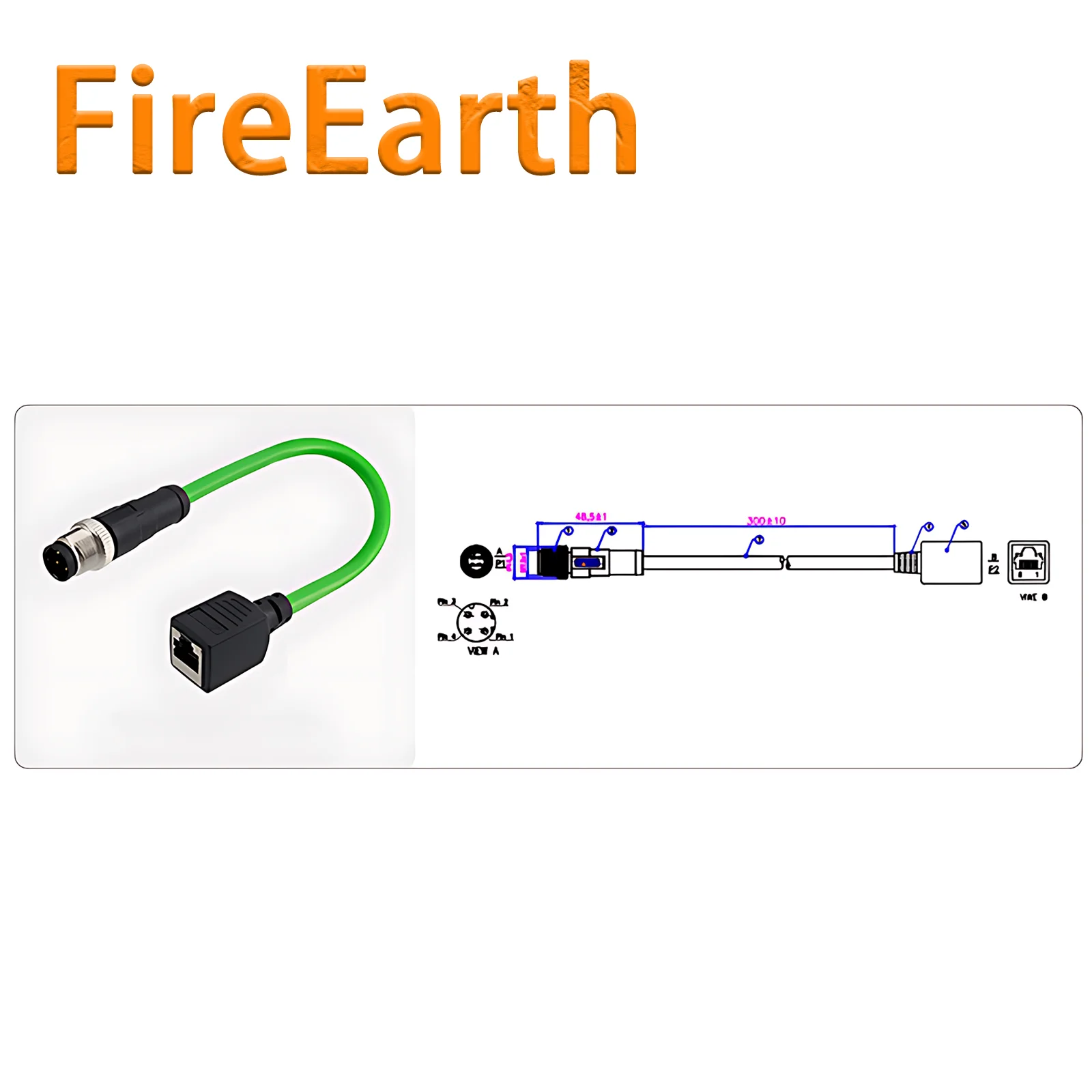 Conector industrial ethernet de protocolo ethernet m12 para rj45, código m12 d 4 pinos macho para rj45 fêmea cabo para sistemas de automação, 1m