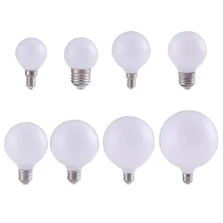 2PCS LED Global Glass Lightbulbs Household bedroom Pendant lamp E14 E27 non flickering white warm light milk white ball Bulbs
