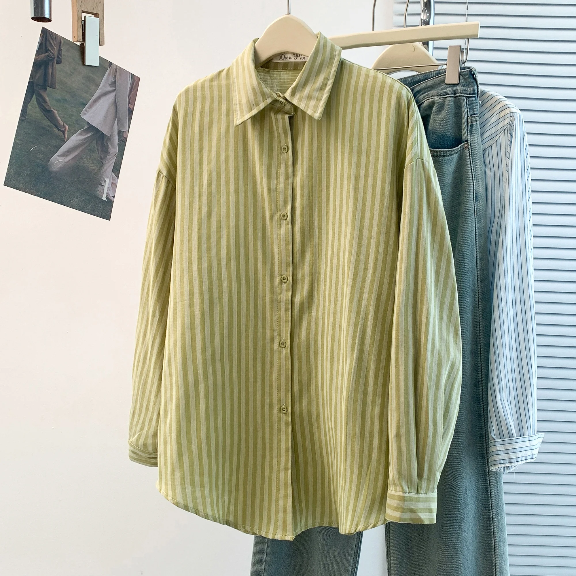 

Женский повседневный кардиган Quali Long Sve свободного кроя в полоску, универсальный, больших размеров, новинка, из смесового полиэстера и хлопка