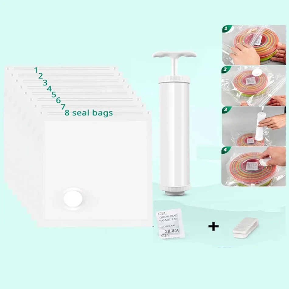 

SUNLU 3D Filament Storage Kit Vacuum Storage Bags Storage Keep Dry Bag Size 32 * 34CM Manual Air-Extraction Pump Desiccant Clip