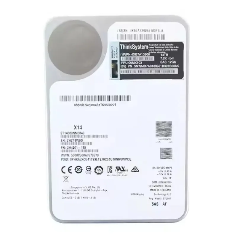 2pcsSt14000Nm0048 Exos X14 Series 14Tb 700Rpm Sas 1Gb/S 56Mb Cache 51E محرك الأقراص الصلبة 3.5 بوصة