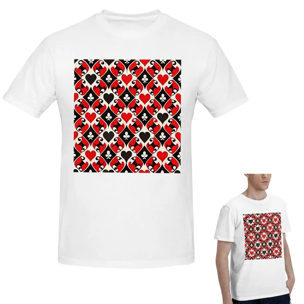 

100% Cotton Playing Cards Symbols T-Shirt Men's Classic Oversized T Shirt Men O-Neck Summer Shirts Tops S-6XL