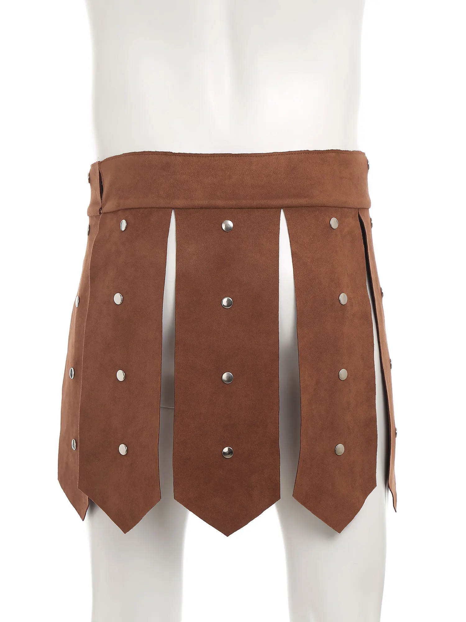 Bild 7: Männer Alten Römischen Ritter Rock Nieten Split Saum Faux Wildleder Rüstung Rock Gladiator Krieger Kostüm Halloween Cosplay Party Kleidung