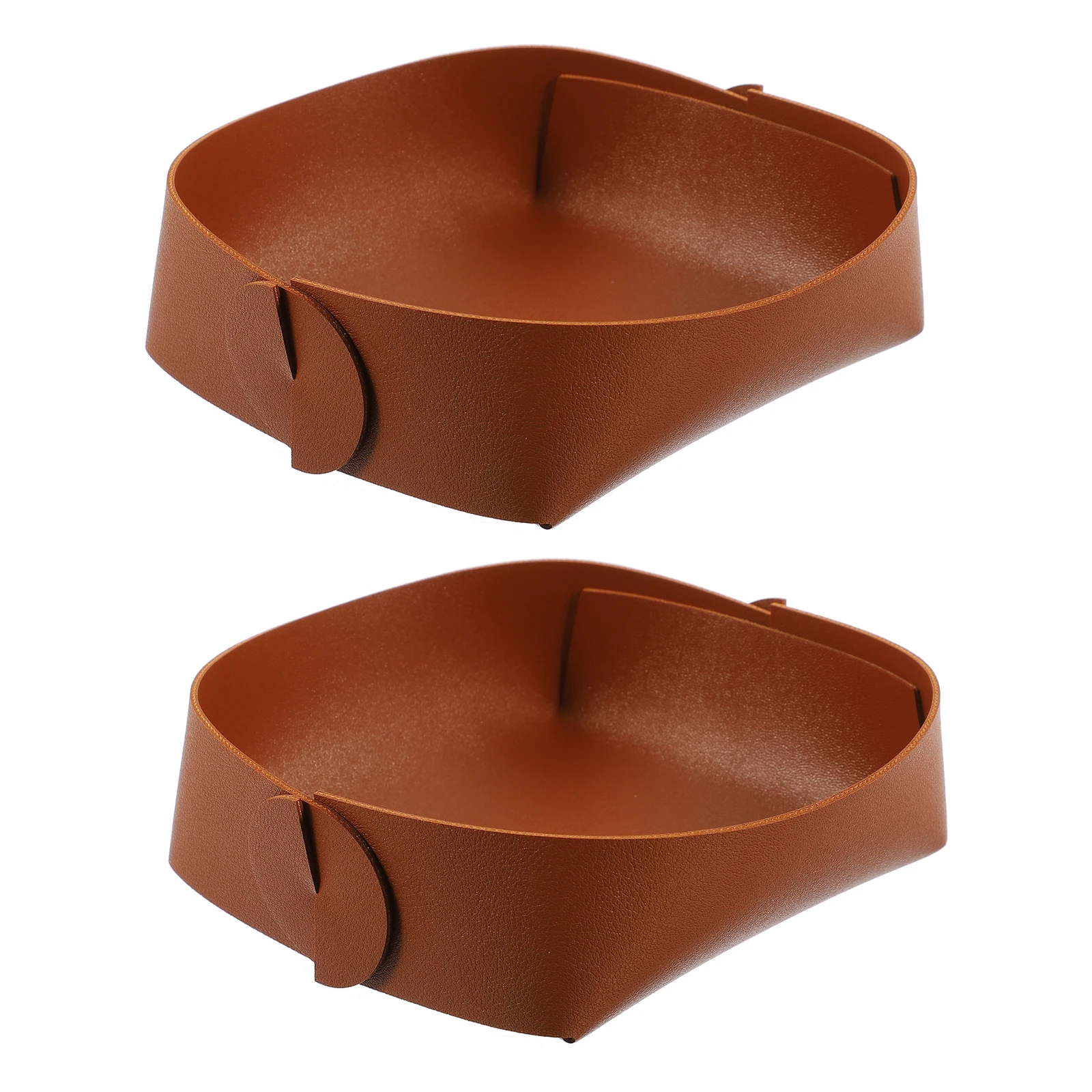 

2pcs Storage Box Small Brown Desktop Organizer Tray for Jewelry Keys Cosmetics Sundries Home Office Pen Stand