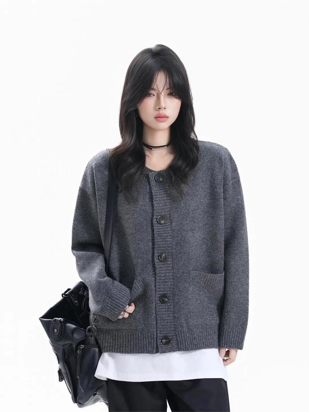 

American Retro Open Cardigan Sweater with Large kets Men Women Sle Loose Couple Knitted Outerwear for Autumn Winter