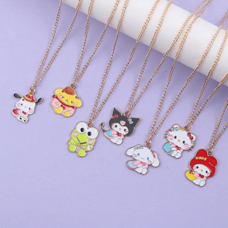 

Christmas New Anime Sanrio Love Series Necklace Girls' Delicate Clavicle Chain Lovely Kuromi Cartoon Pendant Jewelry Presents