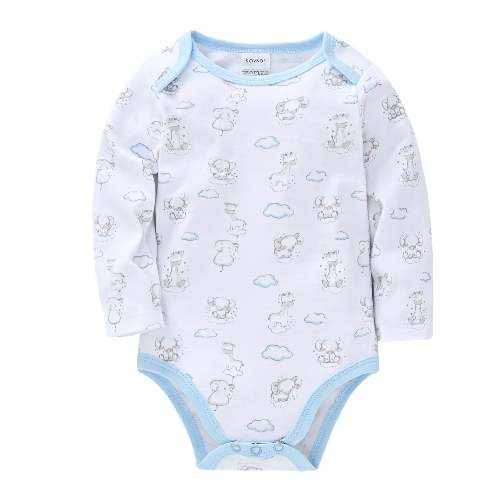 Kavkas Baby Boy Bodysuit 100% Cotton Long Sleeve Newborn Jumpsuit 0-12 Months Giraffe Design Baby Boys Clothing