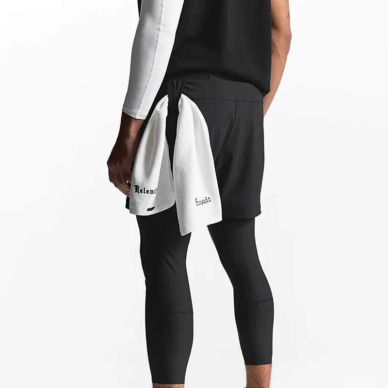 Men's 2-in-1 Skinny Compression Leggings Gym Running Tights Quick Dry Stretchy Jogger Training Pants Fitness Workout Base Layer