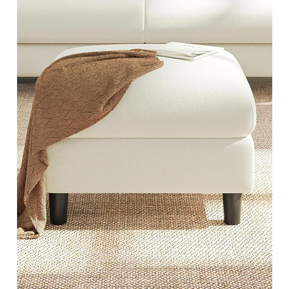 

Storage Ottoman, Teddy Storage Bench for Bedroom, All-Wood Ottoman Bench, Tool-Free Setup Ottoman Foot Rest, 26.7" End of Bed Be