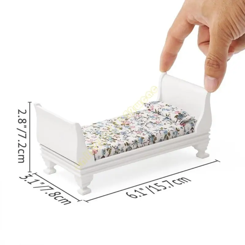 

Викторианские стили миниатюрная односпальная кровать 1/12 Шкала Scase Display мебель для кукол спальня с реалистичным DXAD
