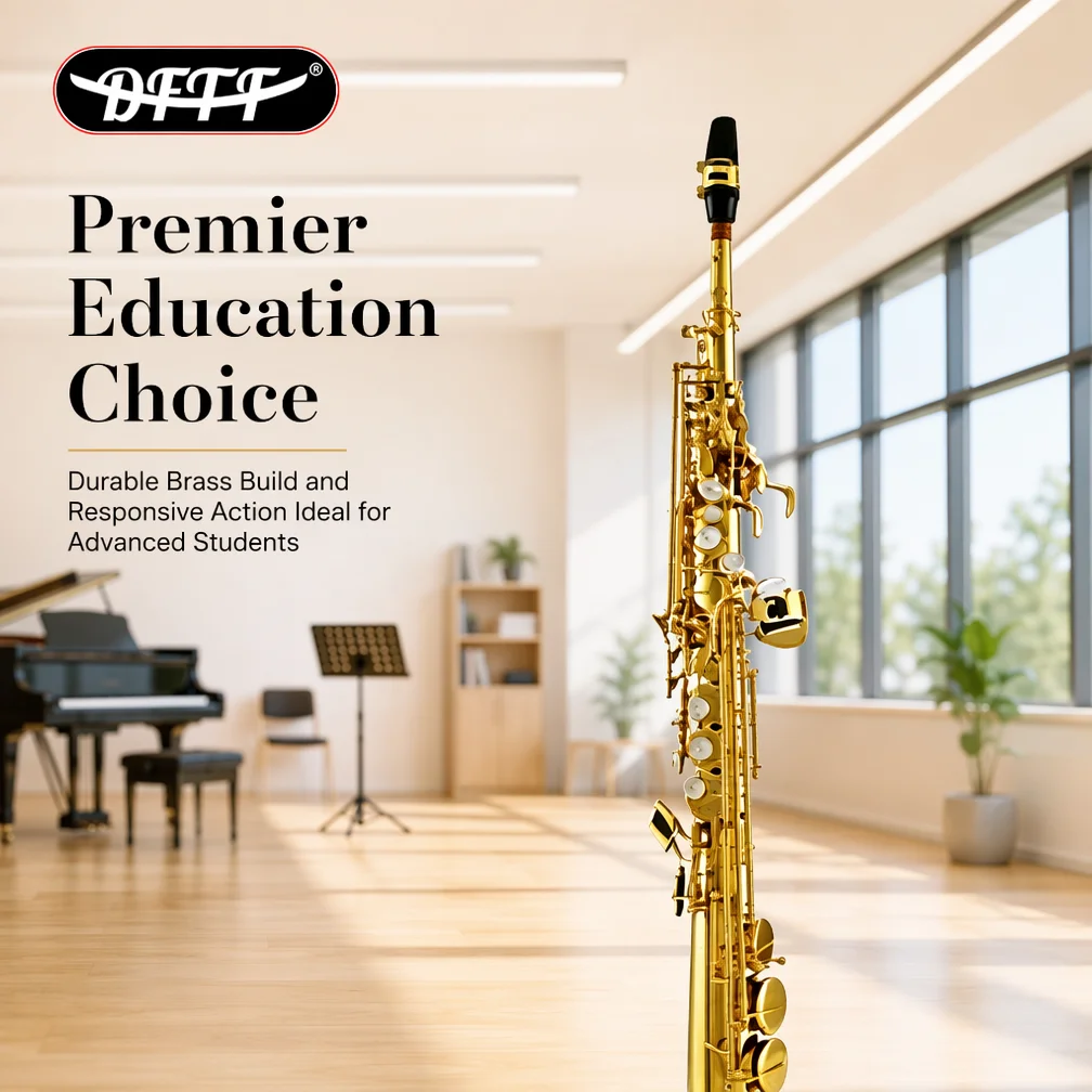 Factory OEM Wholesale Saxophone Professinal Bb Handmade Carving Soprano Saxophone Gold Lacquer/Surface Silver Plate Available
