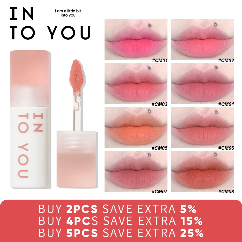 

INTO YOU Makeup Women Light Cloud Lip Gloss Muddy Texture Lip Tint Long Lasting Cosmetics Red Lipstick New Product 8 Colors