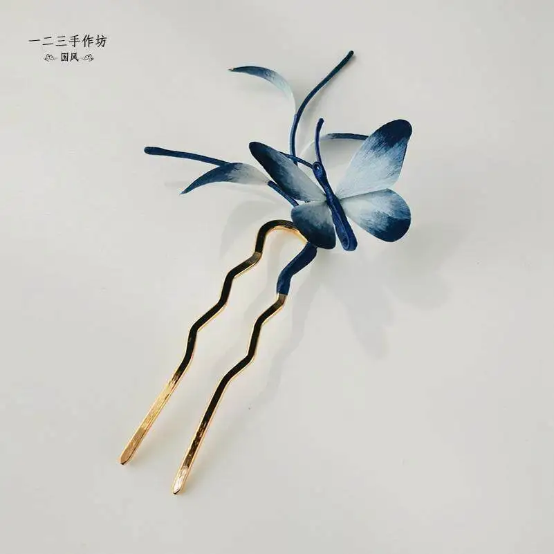 original-butterfly-intangible-heritage-velvet-u-hairpin-chinese-style-hair-accessory-for-women