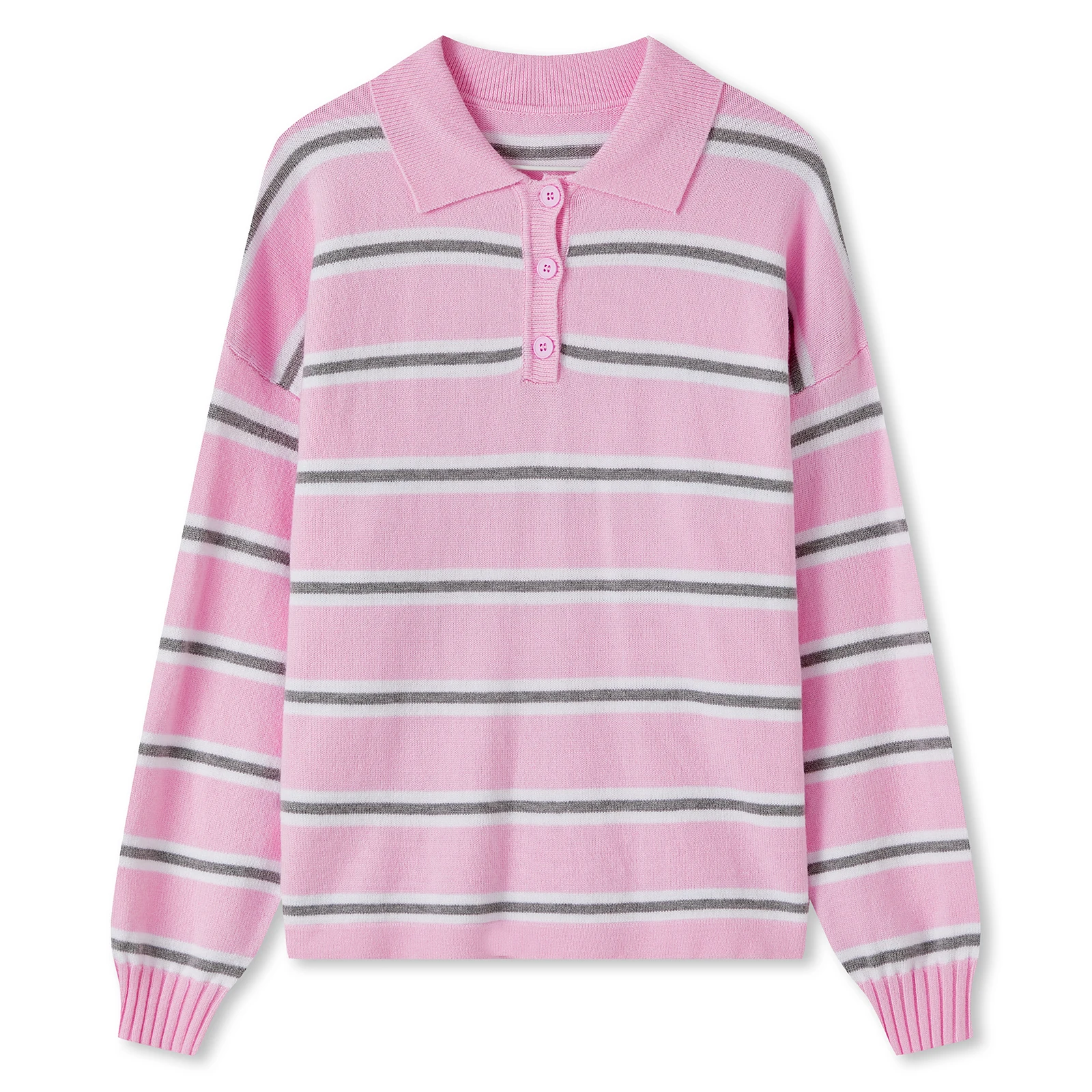 

Женские свитера с отложным воротником, длинными рукавами, в полоску, с принтом, оверсайз, вязаные топы, пуловеры