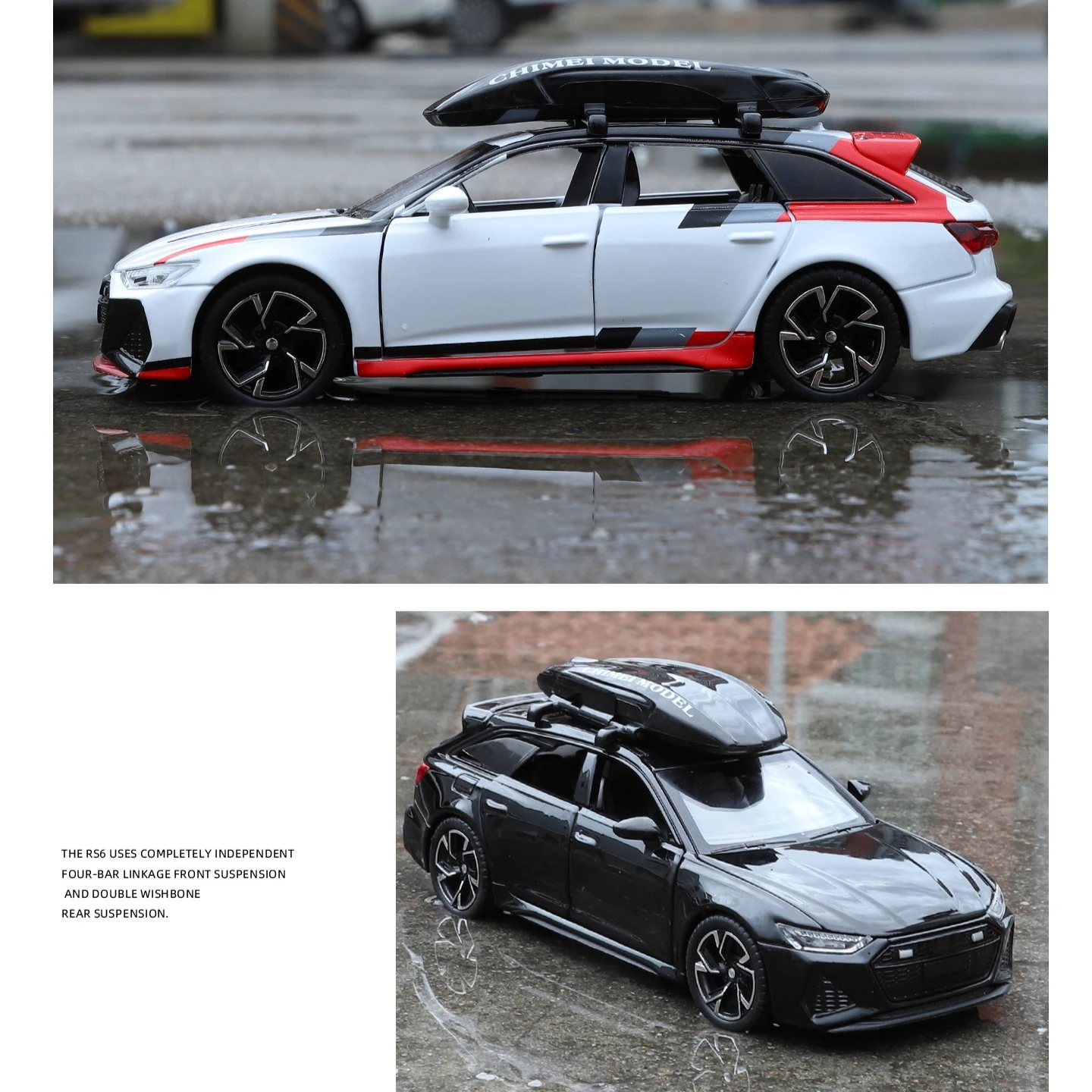 Jouet de voiture de sport RS6 1:32, corps en alliage, pneus en caoutchouc, modèles de son et de lumière, Collection rétractable, cadeaux pour enfants