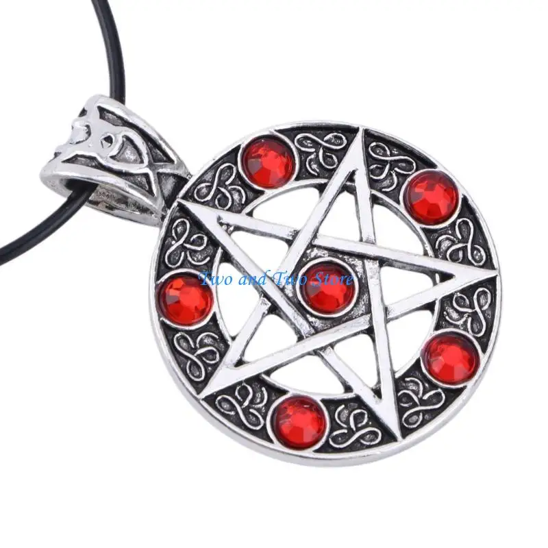 HX6F 1Pc Fashion Invert Pentacle Pentagram Star Pewter Pendant Cosplay Necklace New