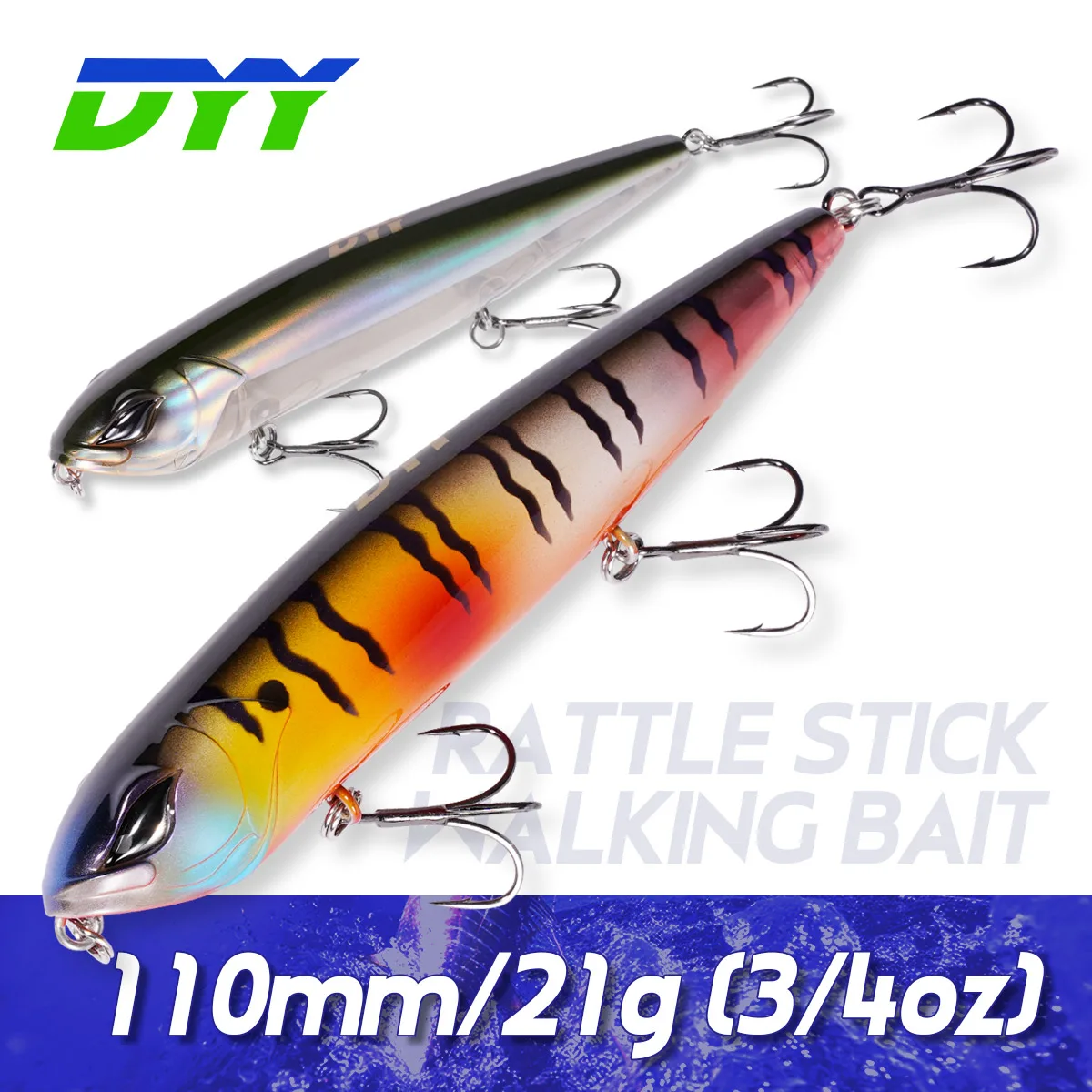 DYY Walker Stickbait 11cm 21g Surface Floating Walking Dog Wobblers Chunk Artificial Hard Bait for Pike Bass Fishing Lures