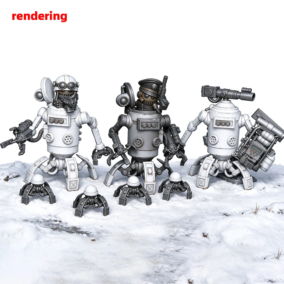 Q-Version Modellbausatz 3D-Harz Miniatur-Soldatenfiguren Diorama Unbemalte Sci-Fi-Cartoon-Pilotierte Mecha-Drohne DIY – Detail 14