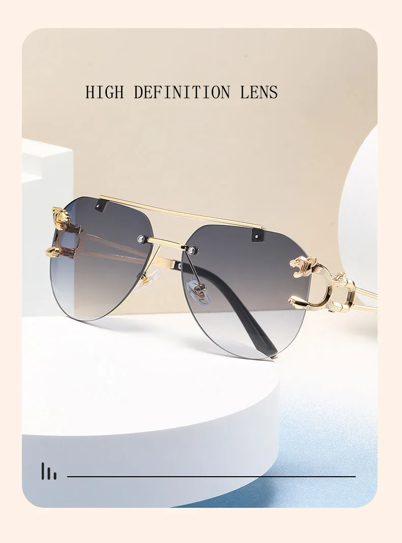Randlose Designer Sonnenbrille Frauen Trendy Luxe Mode Sonnenbrillen Männer Vintage Gläser Lentes De Sol Mujer Lunette Soleil Femme – Detail 10