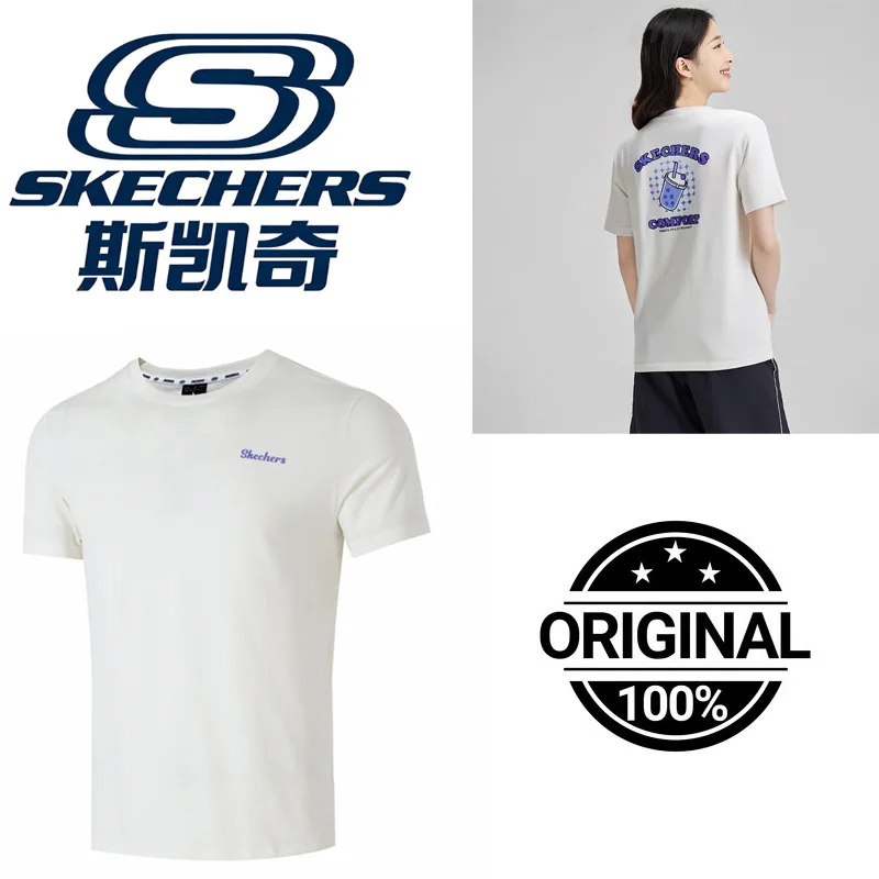 Skechers Mens Soft Crew Neck Short Sleeve T Shirt FHL223U043-0074 Cotton Candy White Casual Top