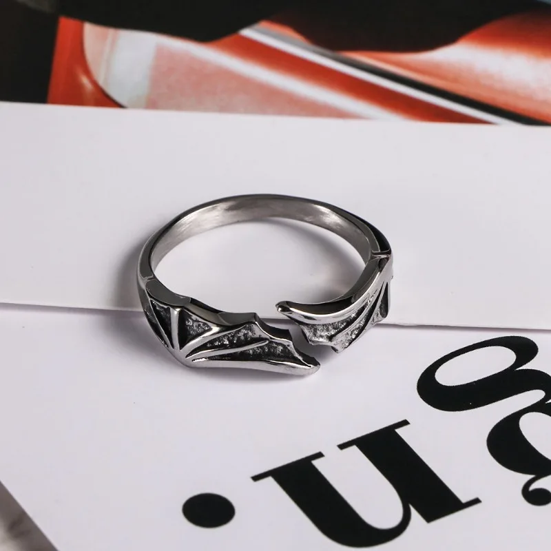 السماء والشيطان، خاتم الجناح، حلقة مفتوحة، خاتم الزوجين، مجوهرات من الفولاذ المقاوم للصدأ SA1194 #1