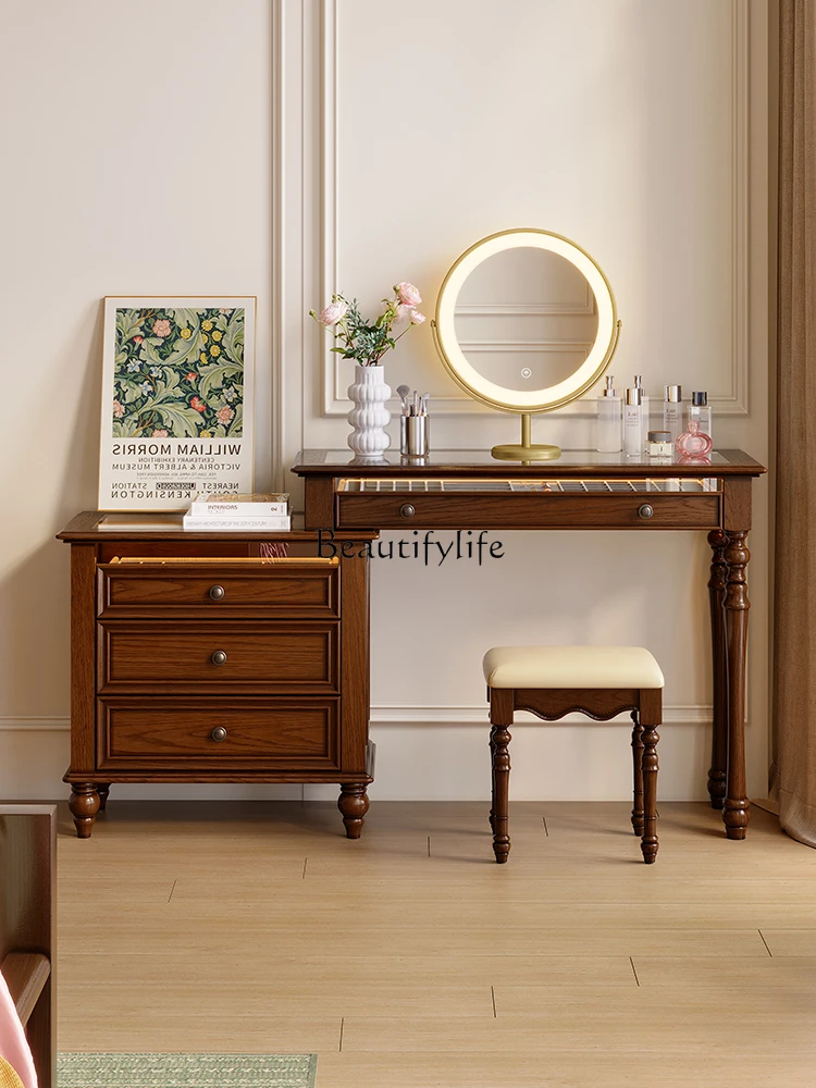 

American retro solid wood integrated corner makeup table locker new