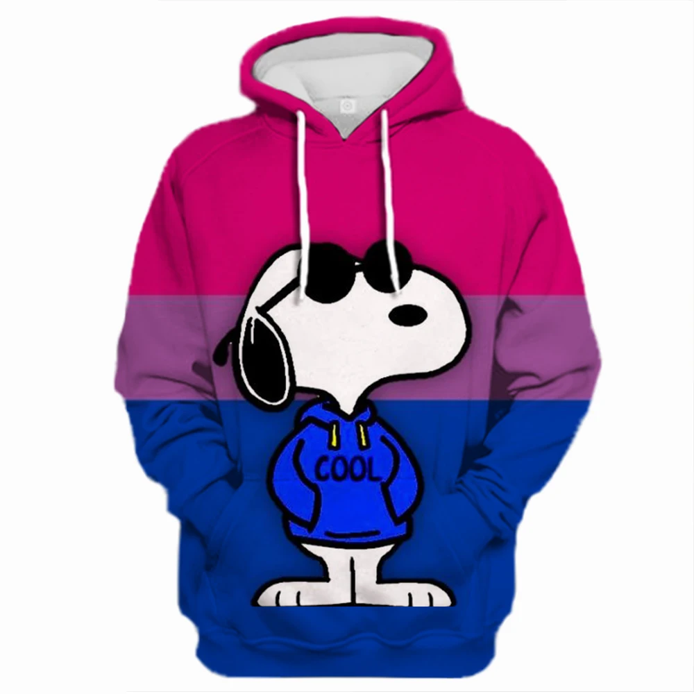 Snoopy Kawaii Cartoon Print Hoodie for Women Soft Casual Loose Sportwear Female Sweatshirt Warm Fleece Ladies Clothes 2024