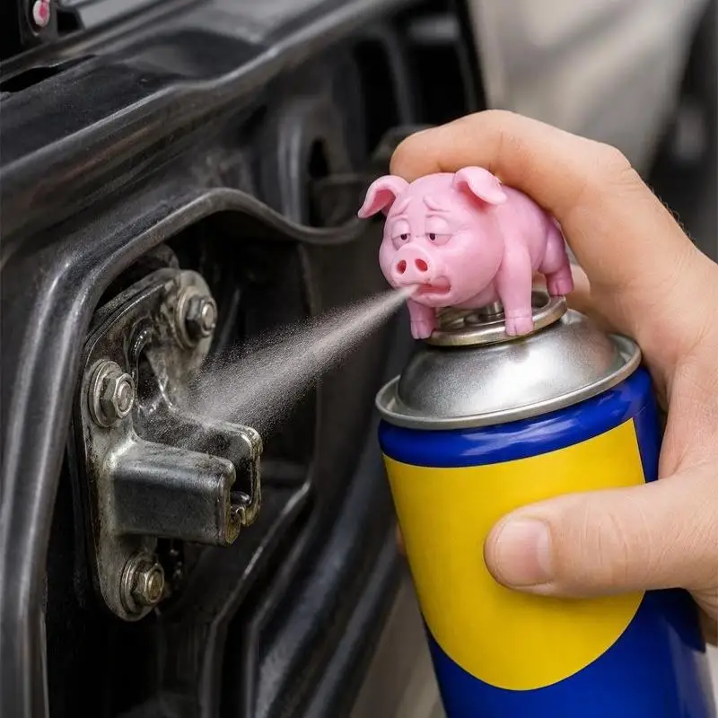 3D Printed Funny Pig Spray Nozzle Attachment PLA Adapter Fits Multiple Common Aerosol Valves for Cleaning and Maintenance