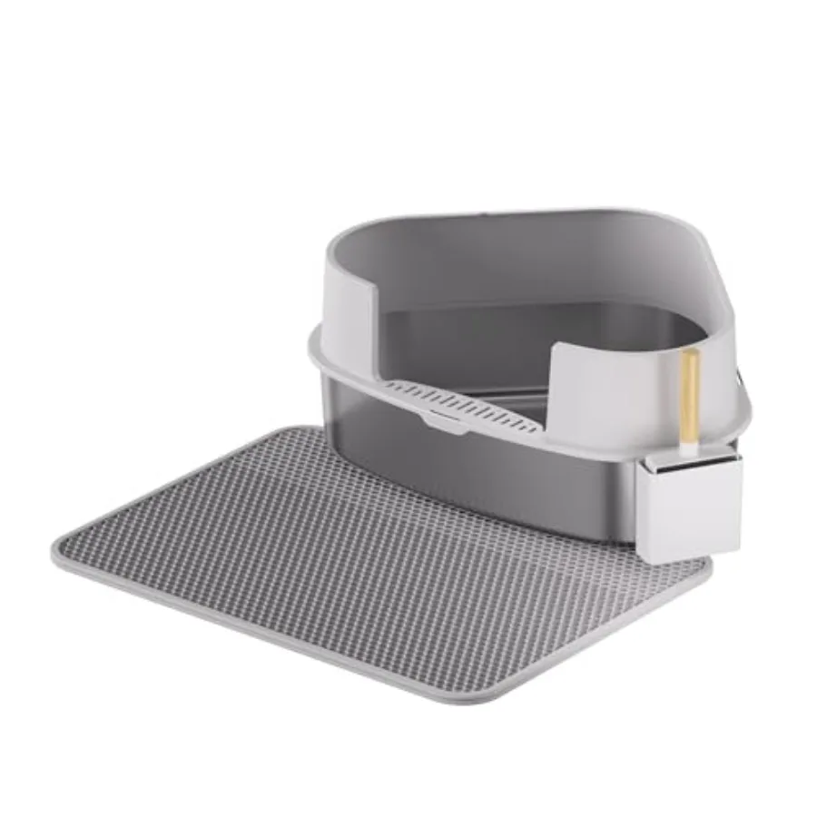 

Triangle Flower Pot Semi-Enclosed Stainless Steel Cat Litter Box MSP15-A Light Gray