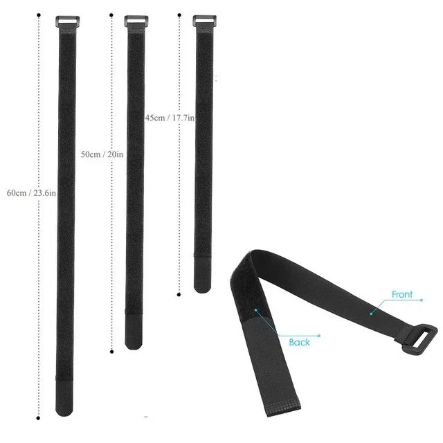 10 unids/lote 2cm * 30cm/45cm/60cm hebilla inversa de nailon gancho mágico bridas para cables correa de velcro acabado de línea adhesiva