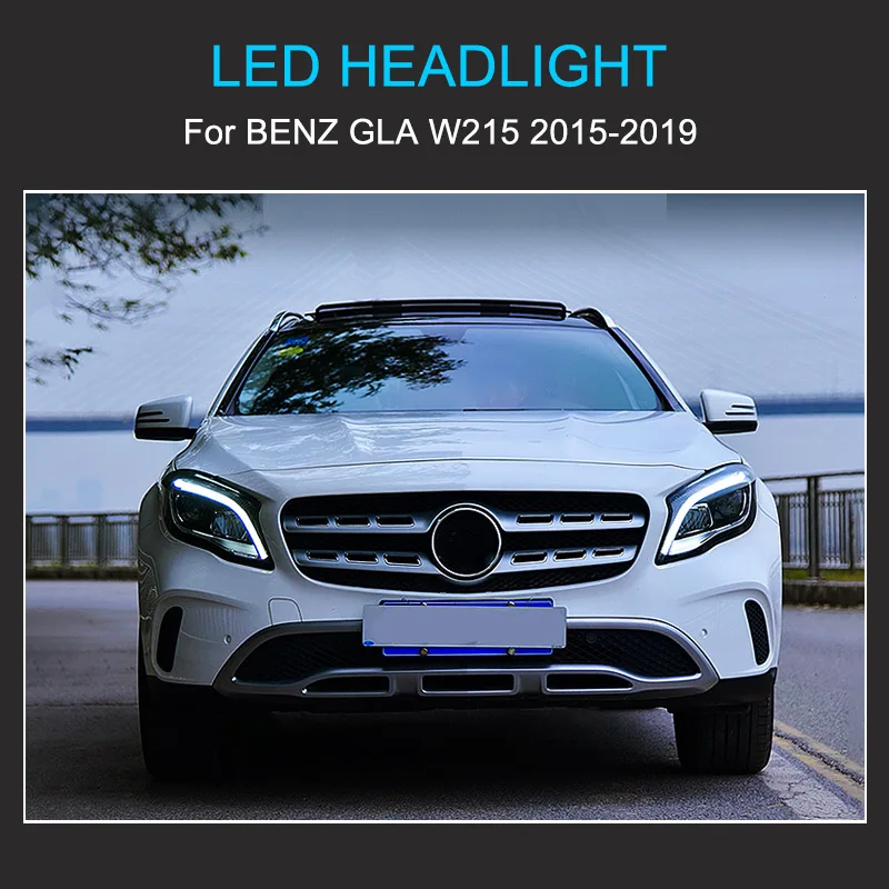 1 Pair LED Headlight Assembly for Benz GLA W156 2015-2019 Headlights Plug and Play LED DRL Turning Animation Front Head Lights