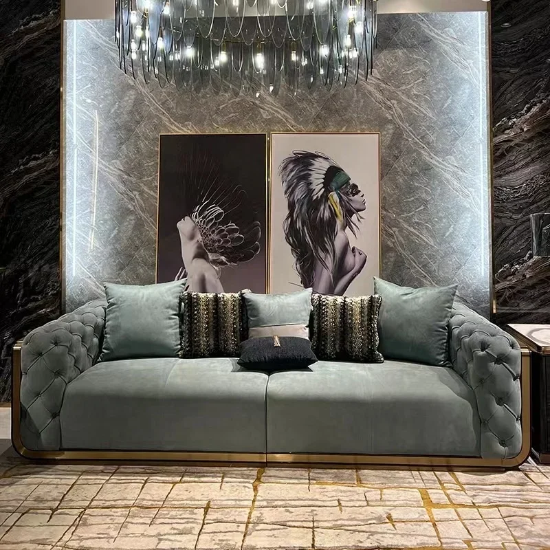 

Furniture Light Luxury Matte Leather Sofa Villa High-end Luxury Modern Living Room Leather Sofa Combination