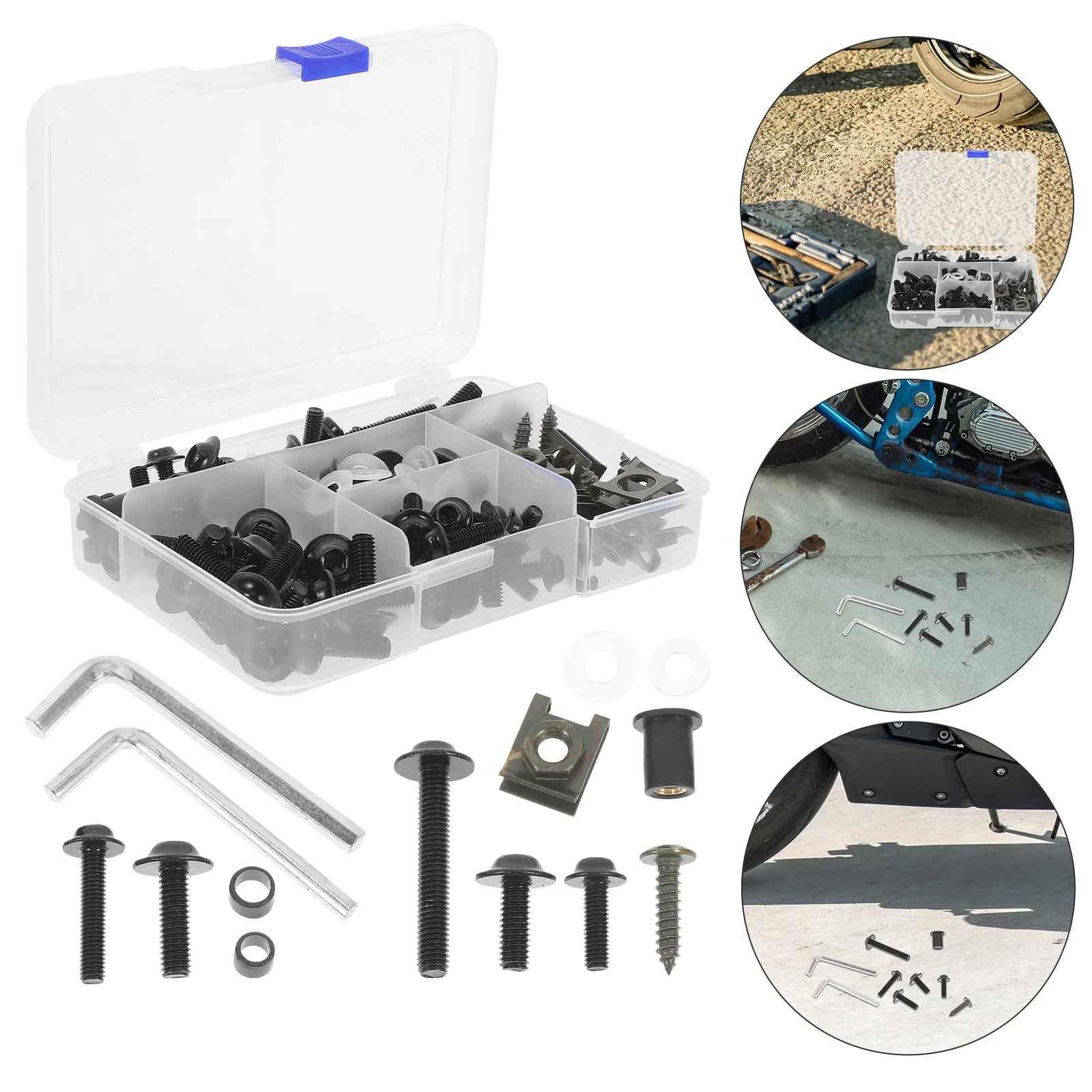 

1 Set Motorcycle Fairing Bolt Kit Stainless Steel Metric Screws Nuts Washers For Windshield Upper Side Tail Fairing Decoration