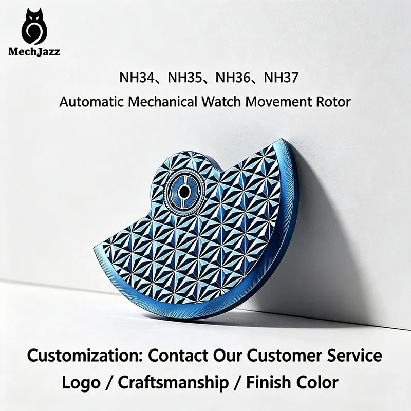 MechJazz Diamond Engraved Watch Rotor, Oscillating Weight Hammer, Fits NH34, NH35, NH36 Mechanical Movements, Watch Mod Replacem