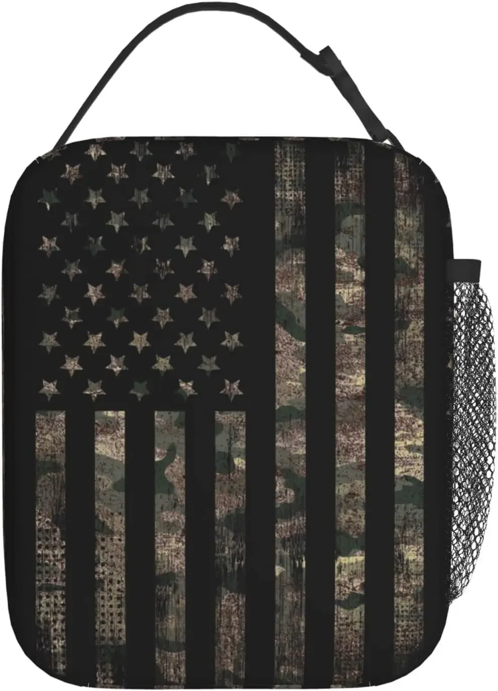 Camouflage Hunting Tactical Camo American Flag Portable Lunch Bag Insulated Lunch Box Reusable Totes For Women Men Work