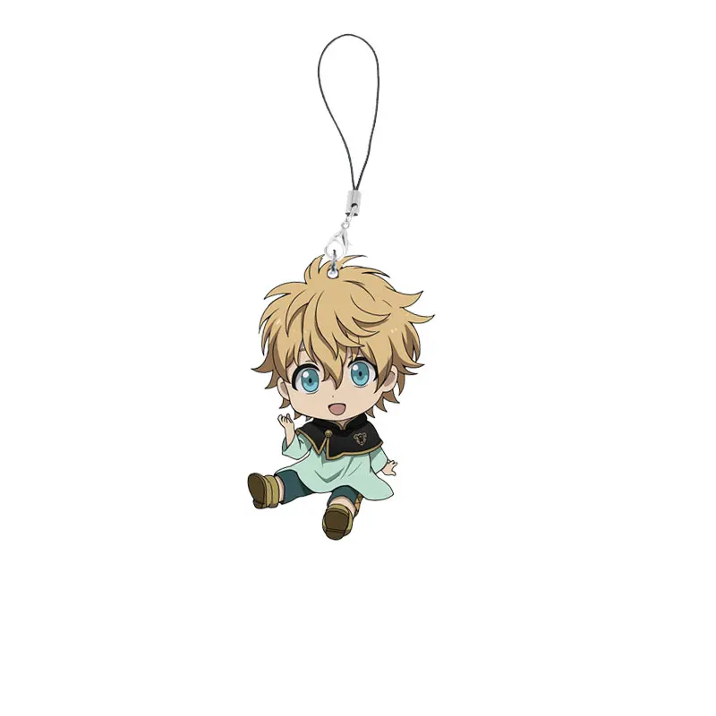 Anime Zwarte Klaver Telefoon Charme Sleutelhanger Acryl Zwarte Klaver Kleine Mobiele Telefoon Ketting Sleutelhanger Accessoires Fans Geschenken