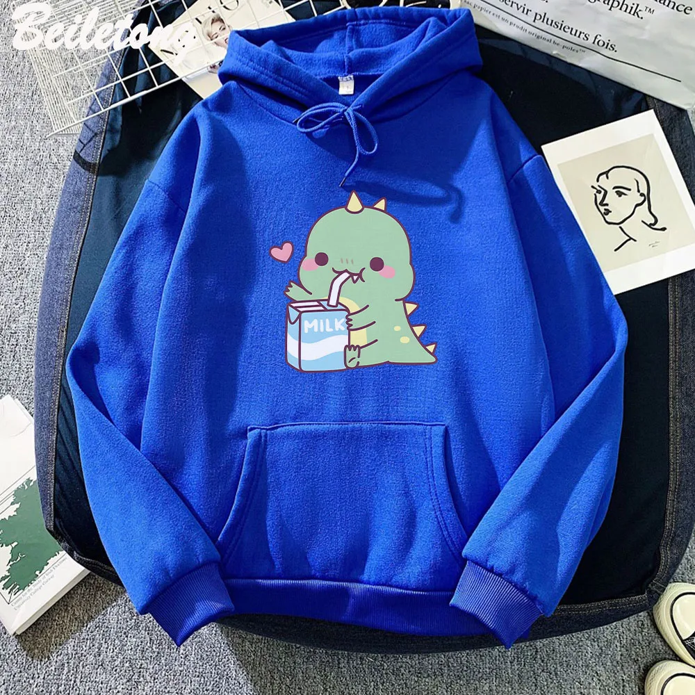 Dinosaur Oversized Cartoon Women Sweatshirt Hoodie Cute Print Kawaii Clothes for Girl Pullover Casual Funny Women Harajuku Wram