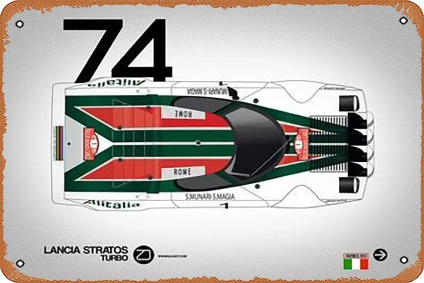 Metal Tin Sign  - 1974 Lancia Stratos Turbo Poster Plaque Cafe, Bar, Home Wall Decor-aluminum