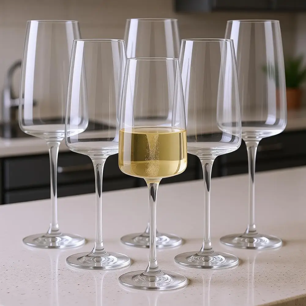 Juego de 6 Copas de Vino Espumoso, Eervescent Point, Copas de Cristal Tritan Aptas para Lavavajillas, Hechas en Alemania, 13 Onzas