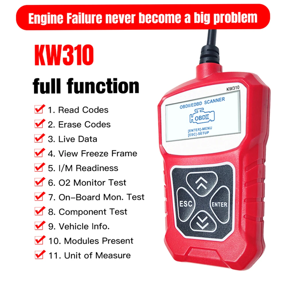 KONNWEI KW310 Universal Car Scanner Professional Automotive Code Reader Vehicle CAN Diagnostic Scan Tool Car Tester Code Reader