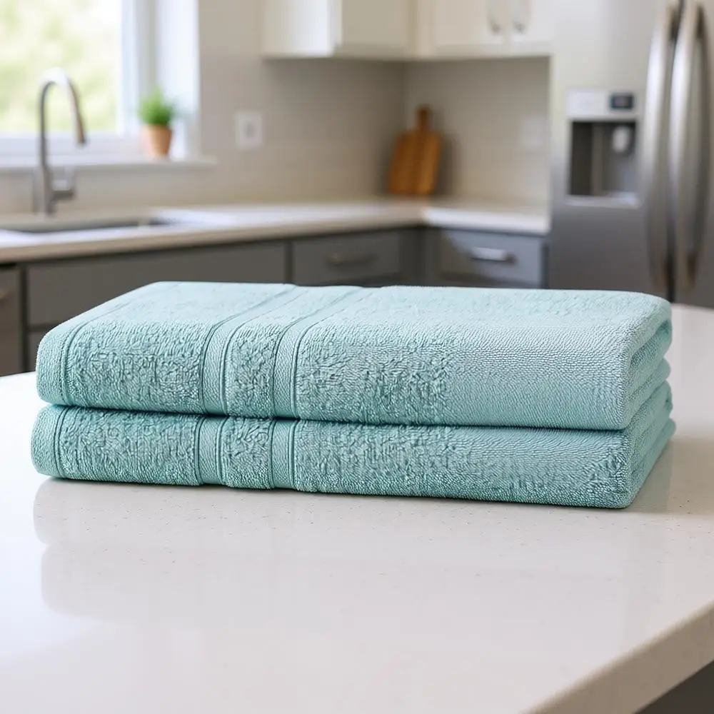 

Cotton Bath Towels, Quick Dry, 100% Absorbent, Lightweight, Ideal for Daily Use, Easy Care (2 Pack, Mineral Blue)