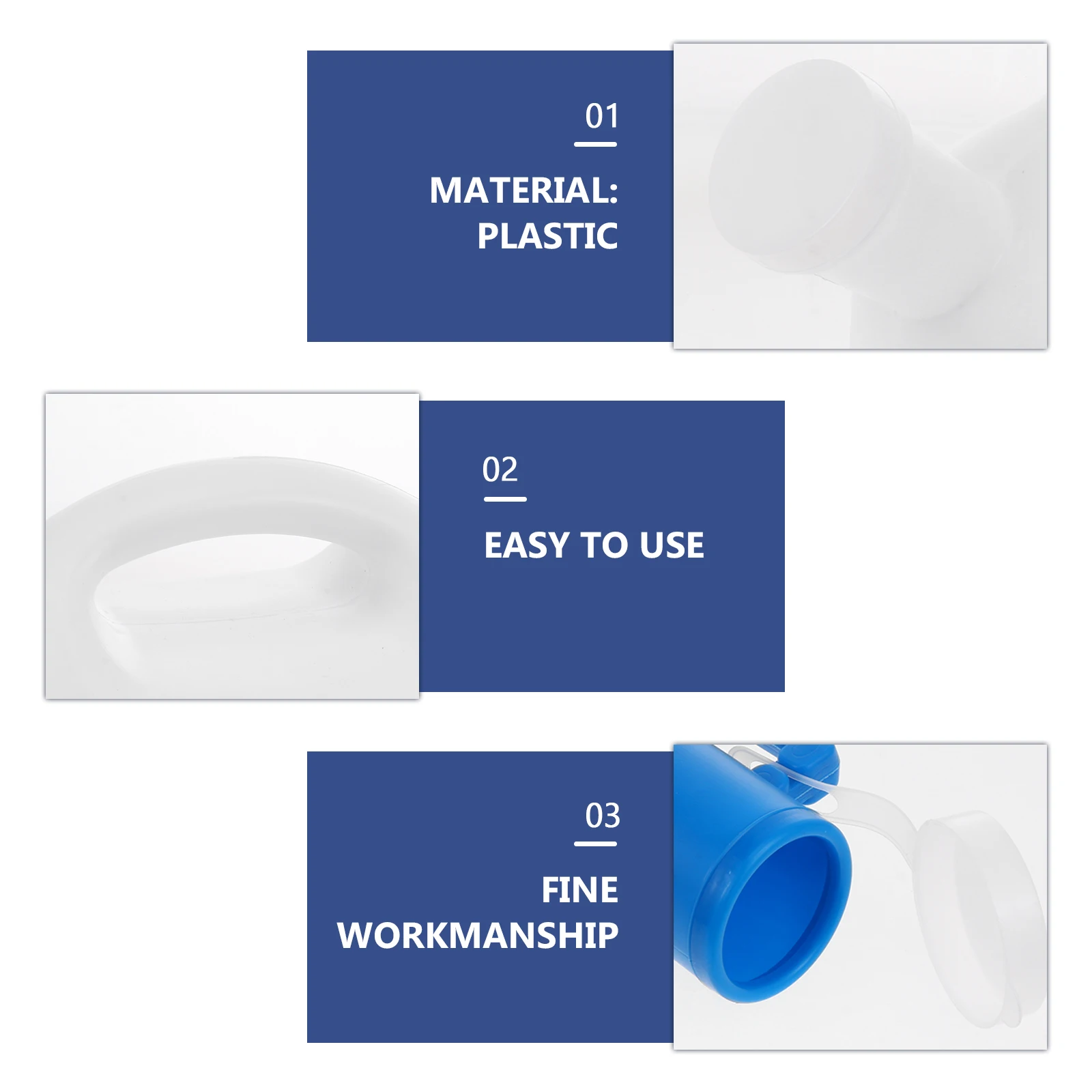 

1 set Portable Men Urinal Funnel Plastic Male Urinal Bottle Pee Bottle with Tube for Elderly Camping No Leakage Blue