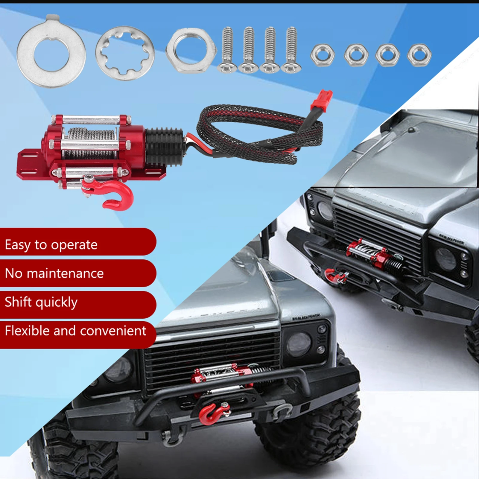 RC Crawler Winch 1/10 Scale RC Model Vehicle Crawler Car Accessory Metal Winch With Remote Controller RC Car Winch RC Accessory