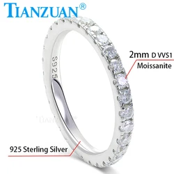 2mm D Color Full Moissanite Rings Wedding Band 925 Sterling Silver Eternity Band Engagement Rings For Women Jewelry Gifts