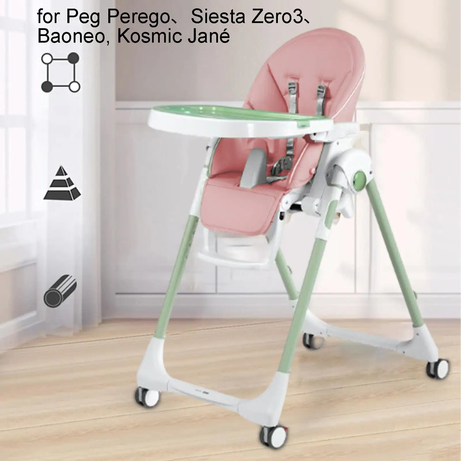 Baby Dining Chair Seat Cushion PU Leather Dining Chair Cover Child Dining Seat Case For Peg Perego For Siesta Zero3 For Baoneo