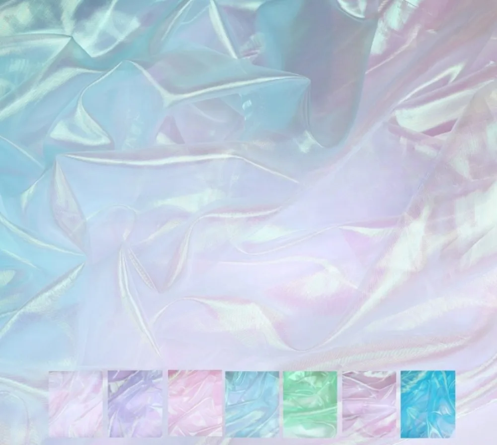 Iridescent Liquid Tulle Transparent Thin Soft Tulle Designer Fabric Wedding Dress Cloth