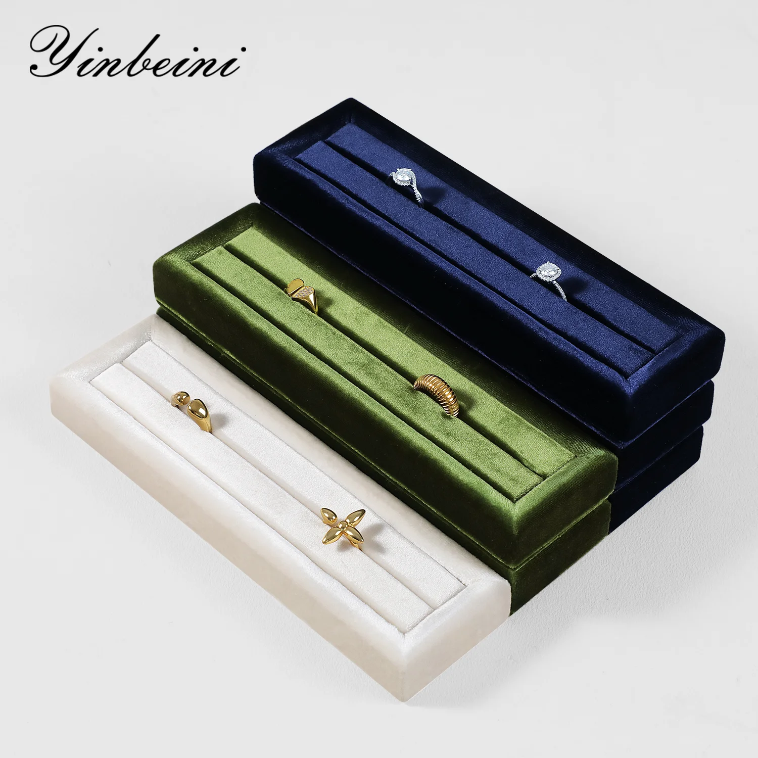 

Yinbeini Velvet Ring Display Stand Single Row Ring Storage Stand Jewelry Display Stand TB045