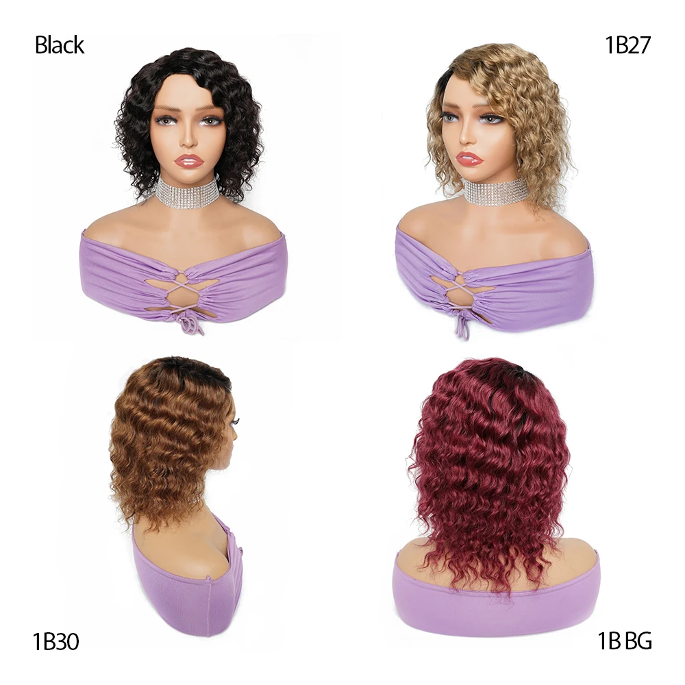 180% 1B27 1B30 1B Burgundy natural color deep wave human hair wigs honey blonde colored Indian hair machine made wig