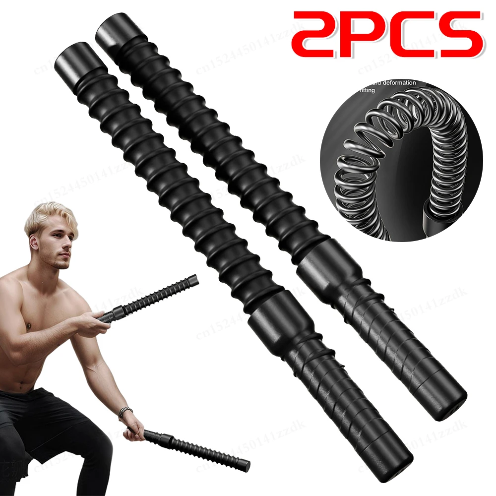 2Pcs Strength Training Bar Ergonomic Fitness Grip Bar Biceps Triceps Strengthener Spring Arm Strength Expander for Home Gym